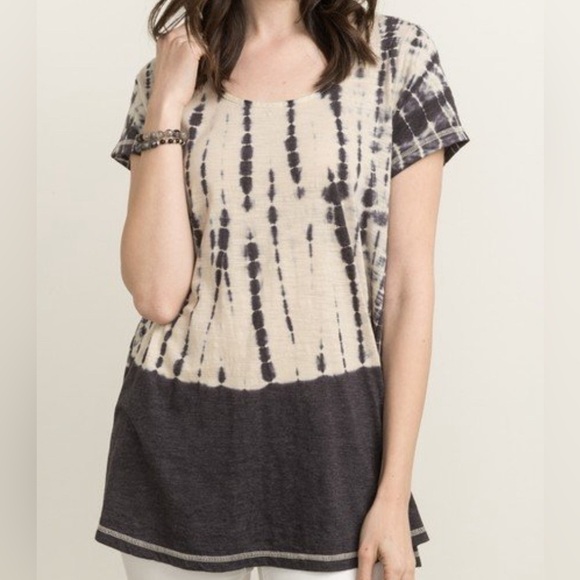 Mystree Tie Dye Lace Back Tee - Picture 1 of 8